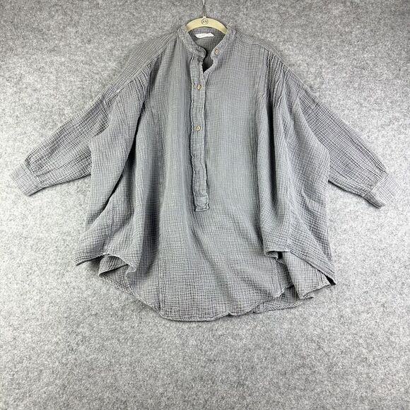 TALULAH Oversized Top Womens Small Gray Gauzy Lagenlook Shirt Boxy Boho Beachy - Picture 1 of 12